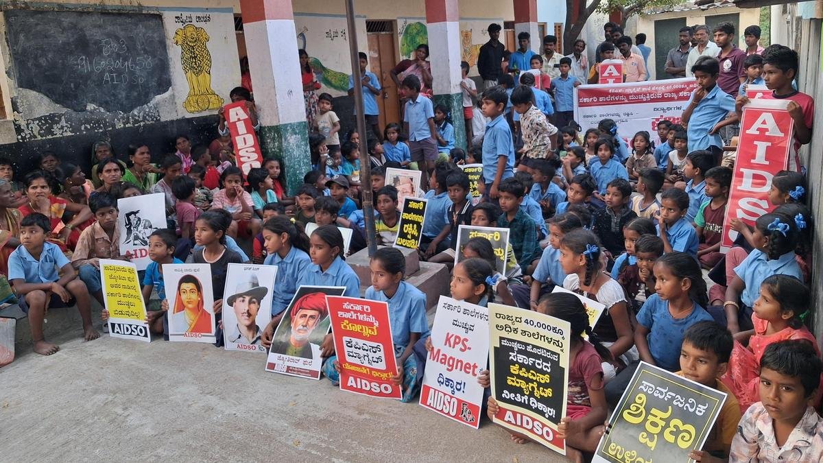 Parents, students stage protest to save govt. school in Ballari district